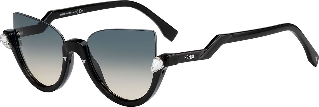 Fendi Blink Half-Rim Crystal Cat-Eye Sunglasses
