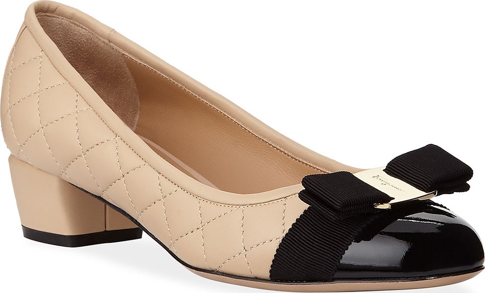 Salvatore Ferragamo Vara Quilted Bow Pumps