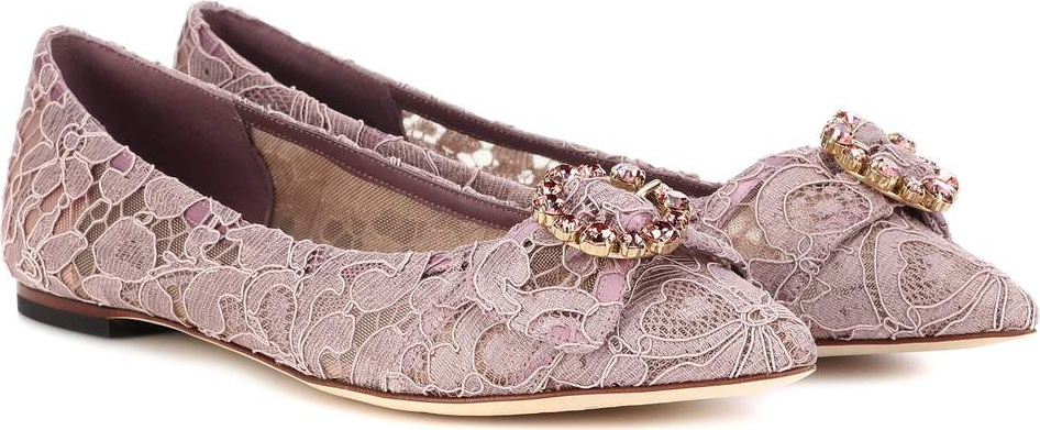 Dolce & Gabbana Embellished lace ballerinas