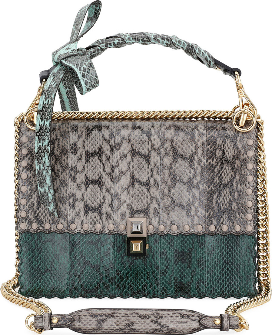 Fendi Kan I Regular Snakeskin and Calf Shoulder Bag