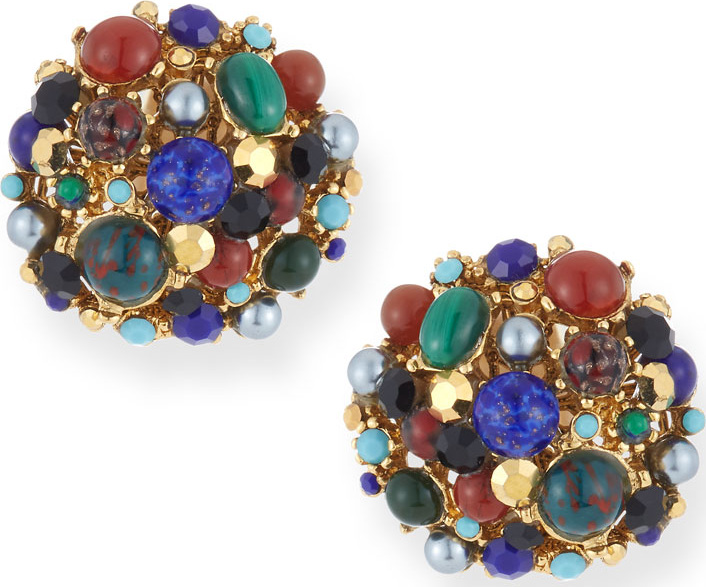 Jose & Maria Barrera Multicolor Round Clip-On Earrings