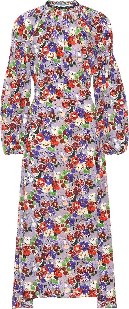 Prada Floral-printed silk dress
