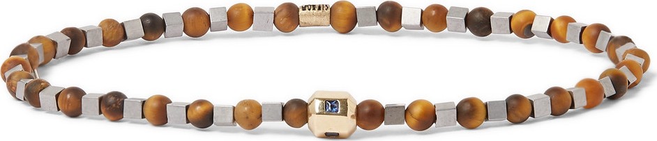 Luis Morais Tiger's Eye, Gold and Sapphire Bracelet