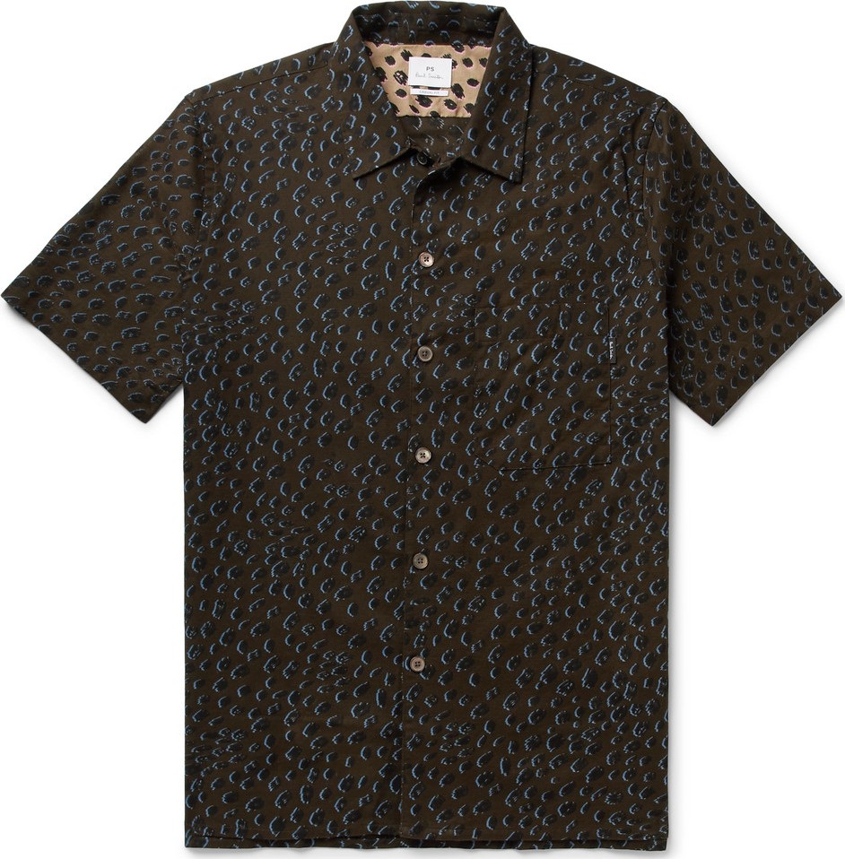 Ps By Paul Smith Leopard-Print Slub Cotton Shirt