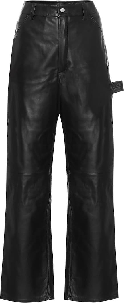 Unravel High-rise wide-leg leather jeans