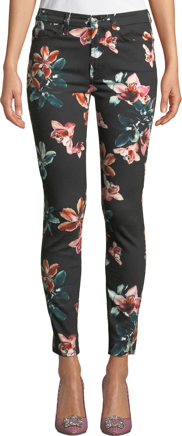7 For All Mankind Tropical Floral-Print Ankle Skinny Jeans