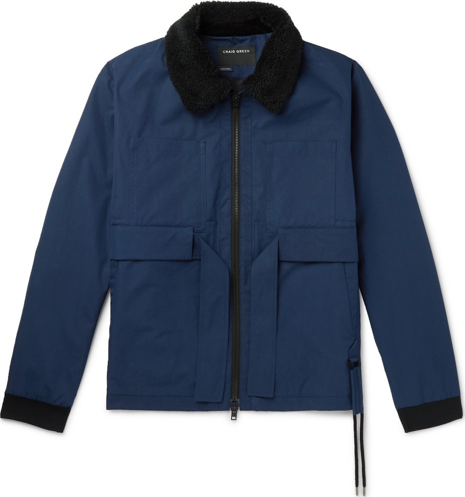 Craig Green Faux Shearling-Trimmed Cotton-Gabardine Jacket