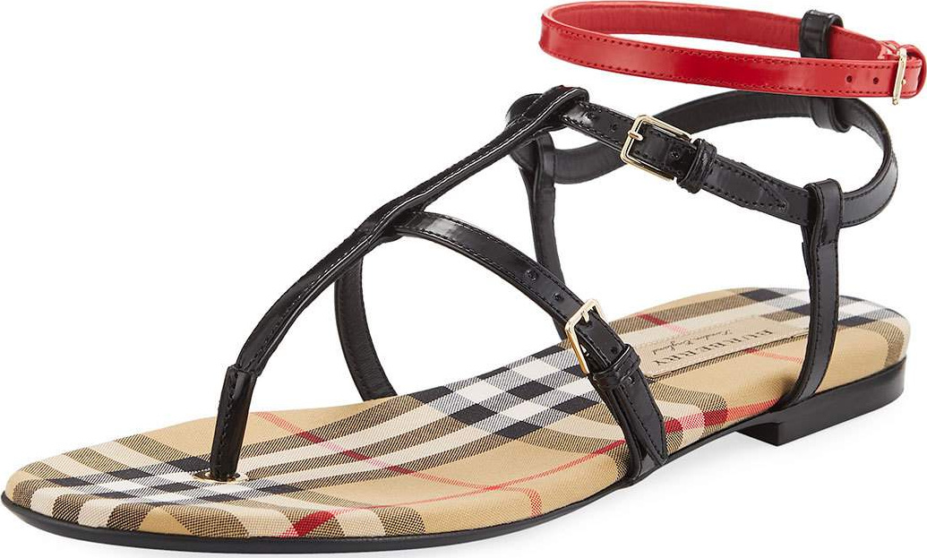 Burberry London England Anthea Flat Colorblock Sandal