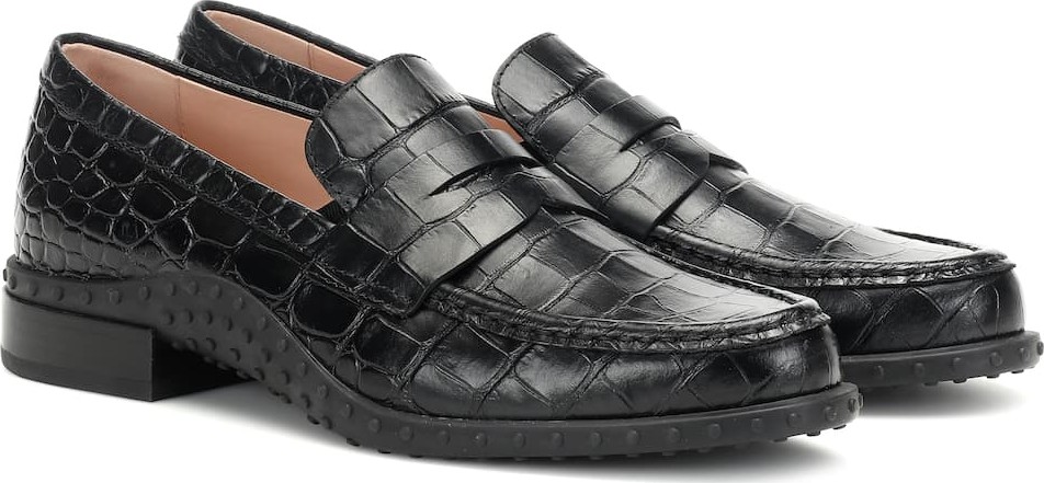 Tod's Croc-effect leather loafers