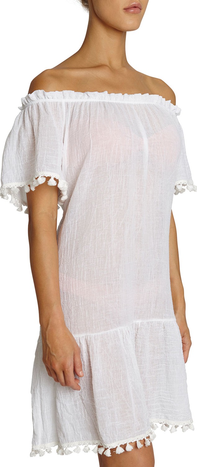 Eberjey Devon Off-Shoulder Cotton Coverup Dress