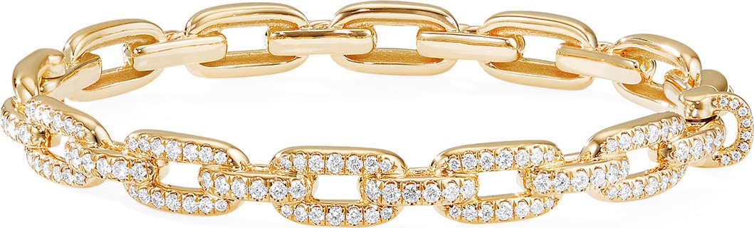 David Yurman Stax 18k Gold Diamond Link Bracelet, Size M