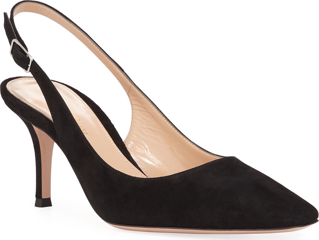 Gianvito Rossi Suede Slingback Mule Pumps