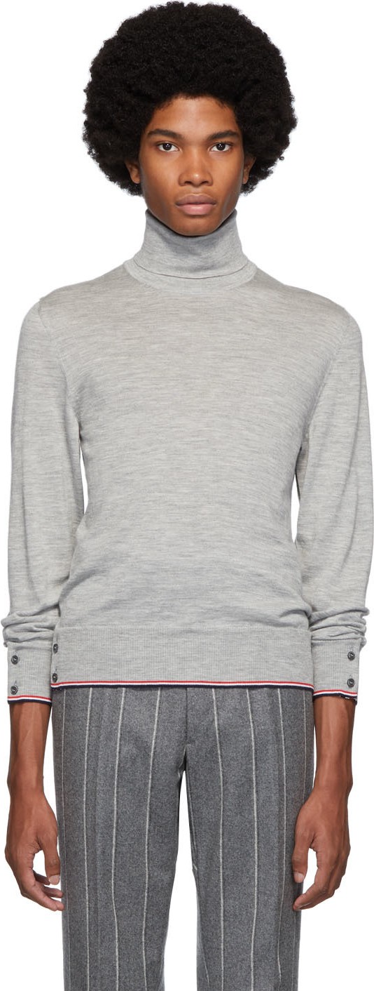 Thom Browne Grey Cashmere Classic Turtleneck