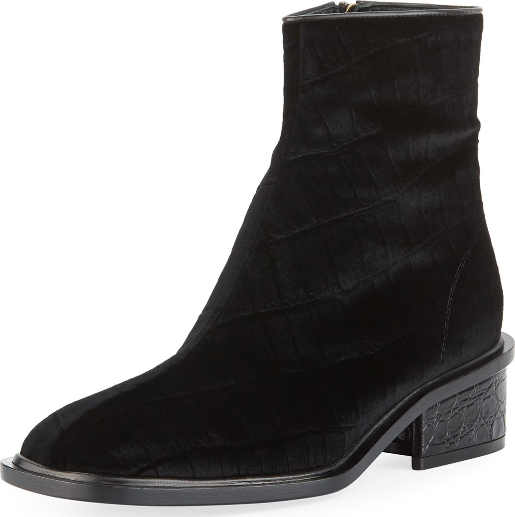 Dries Van Noten Square-Toe Printed Velvet Booties