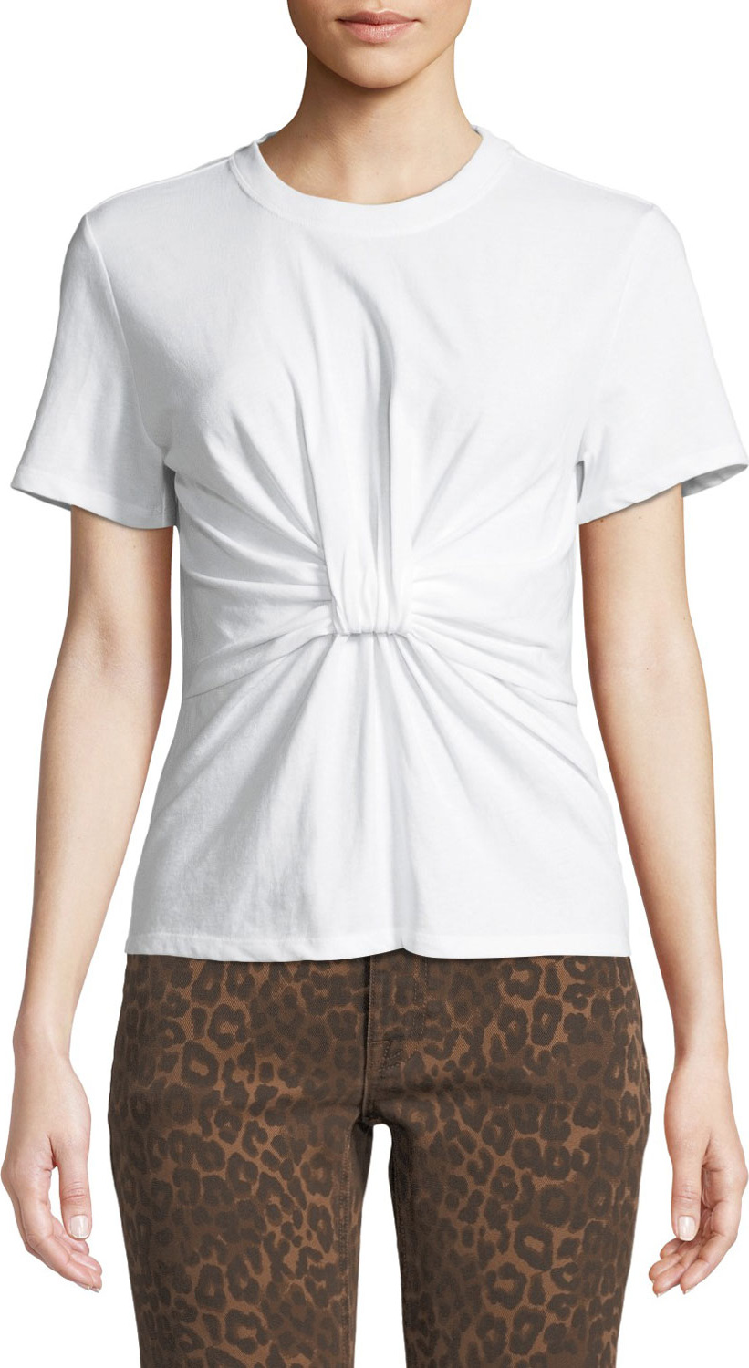 T By Alexander Wang Twist-Front Short-Sleeve Jersey Tee