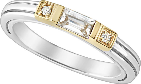 LAGOS Stacking Silver White Topaz Ring w/ Diamonds