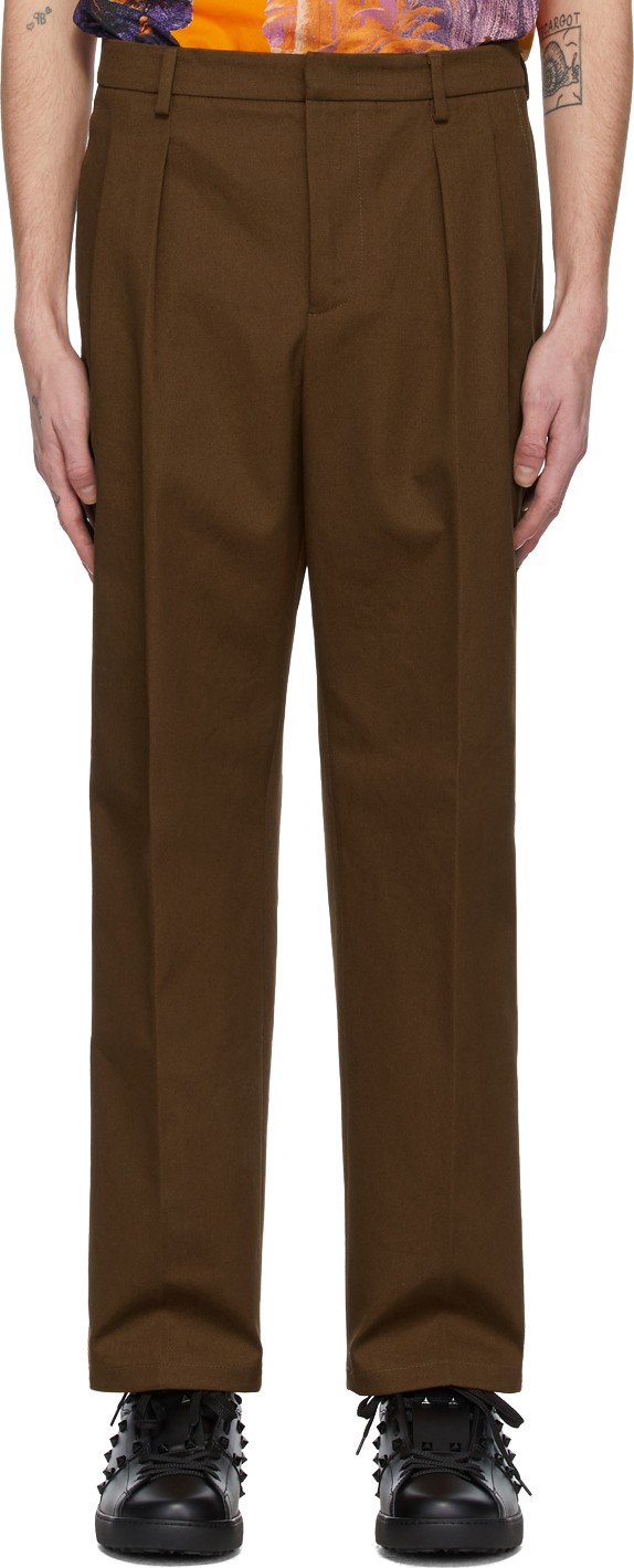 Valentino Brown Knit Seam Trousers Valentino Brown Knit Seam Trousers
