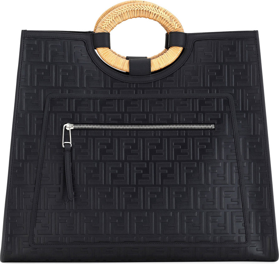 Fendi Runaway Large FF Embossed Century Calf Shopper Tote Bag