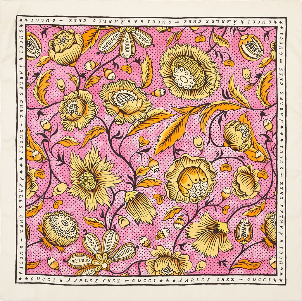 Gucci Silk Watercolor Floral Scarf