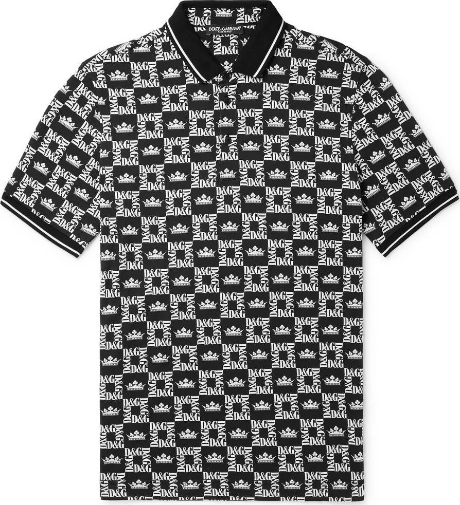 Dolce & Gabbana Slim-Fit Printed Cotton-Piqué Polo Shirt