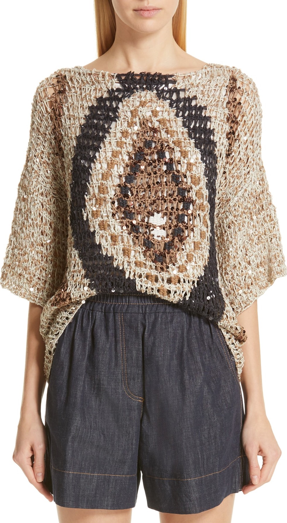 Brunello Cucinelli Sequin Open Knit Sweater