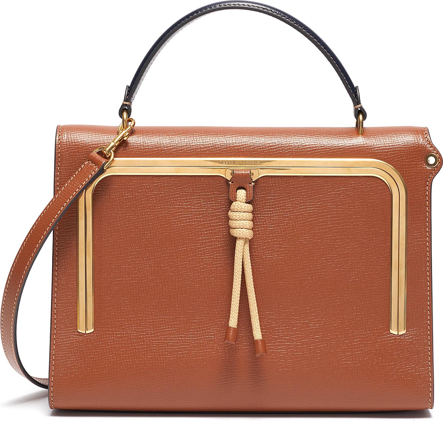 Anya Hindmarch Smooth rope ostrich print capra leather postbox bag