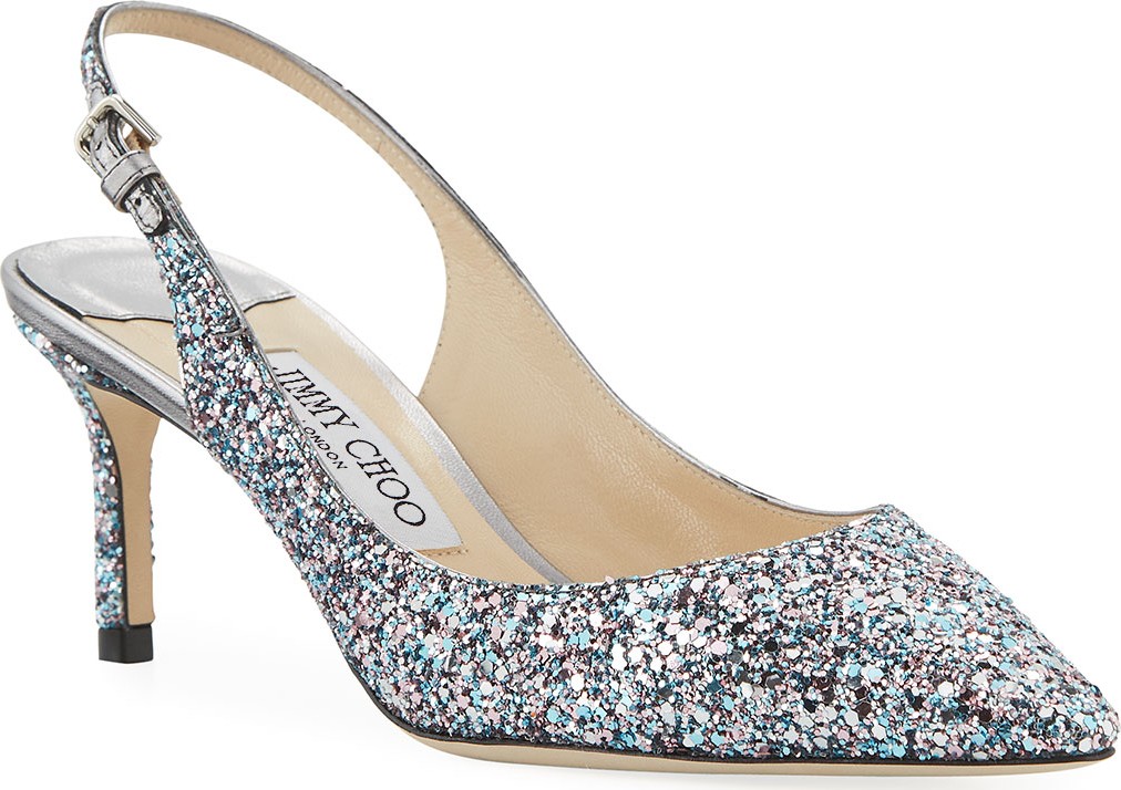 Jimmy Choo Erin Slingback Glitter Pumps