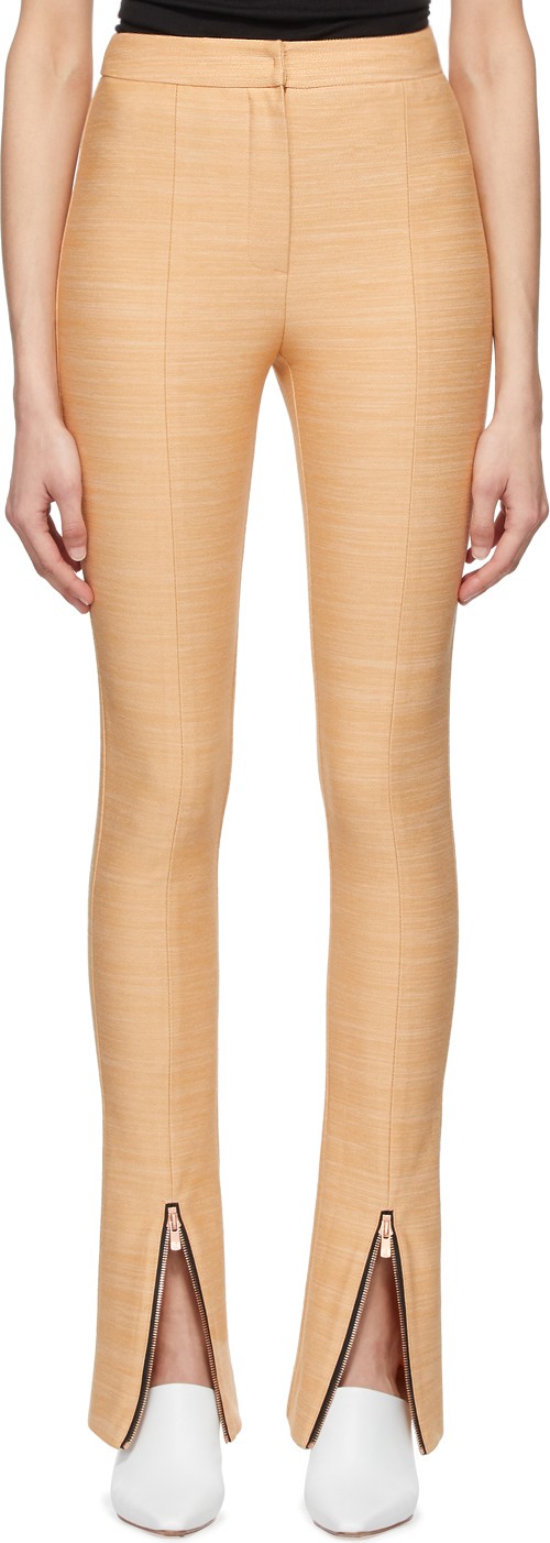 Andersson Bell Beige Flared Zipper Trousers