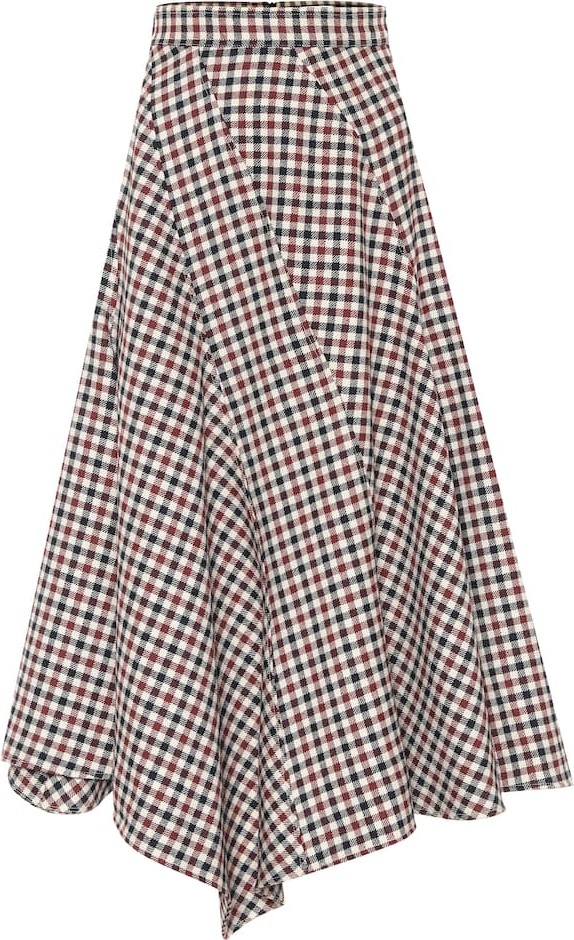 J.W.Anderson Checked wool midi skirt