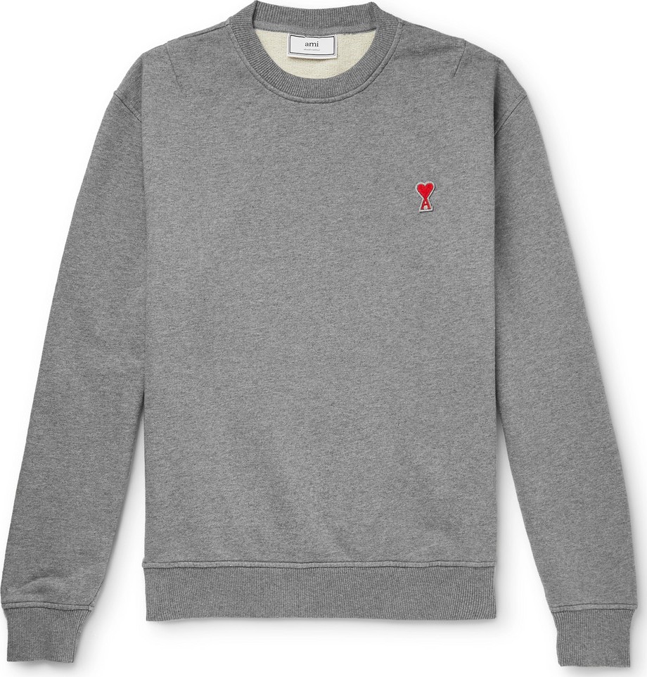 AMI Logo-Appliquéd Loopback Cotton-Jersey Sweatshirt