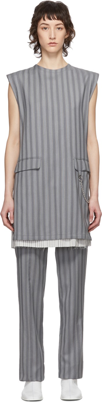 Acne Studios Grey Wool Pinstripe Donielle Dress