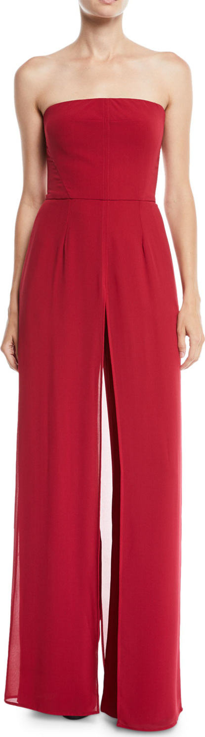 HALSTON HERITAGE Strapless Wide-Leg Jumpsuit