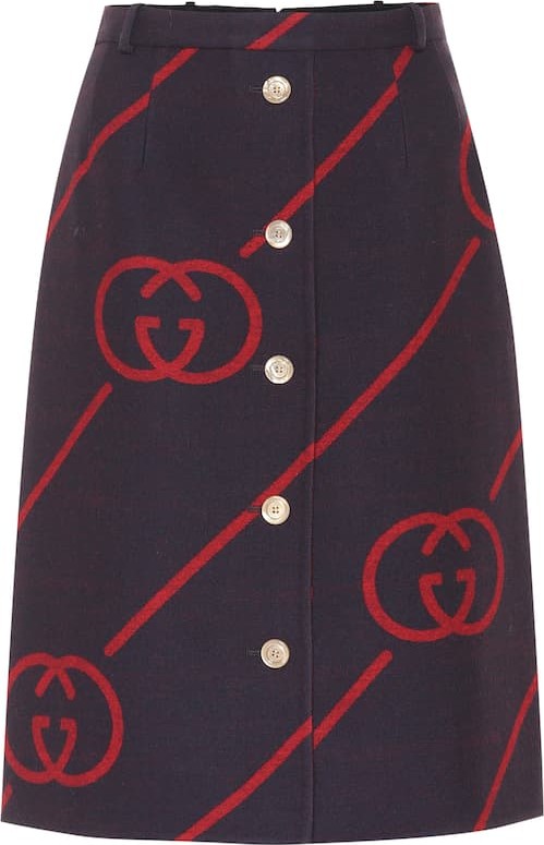 Gucci Reversible wool midi skirt