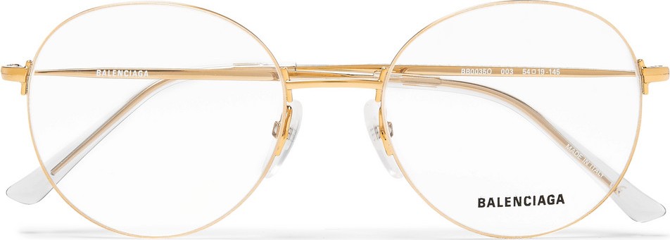 Balenciaga Round-Frame Gold-Tone Optical Glasses