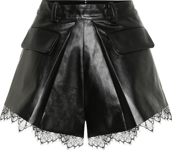 Self Portrait High-rise faux leather shorts