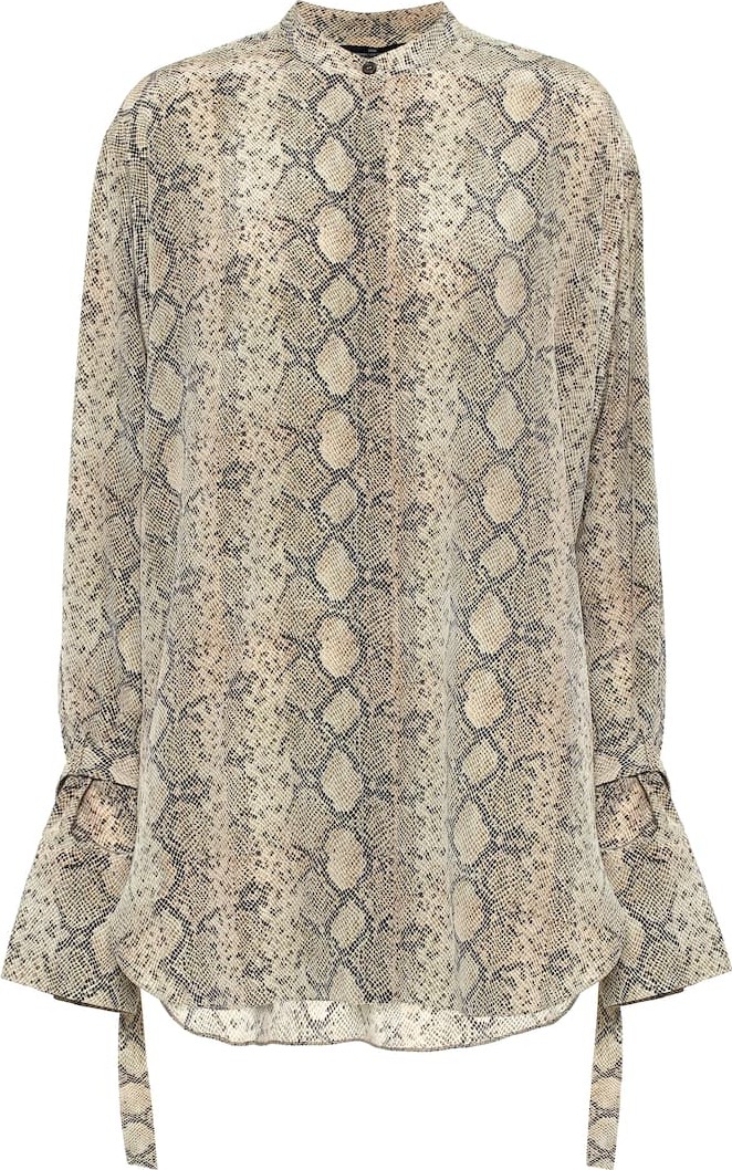 Rokh Printed silk crêpe de chine blouse