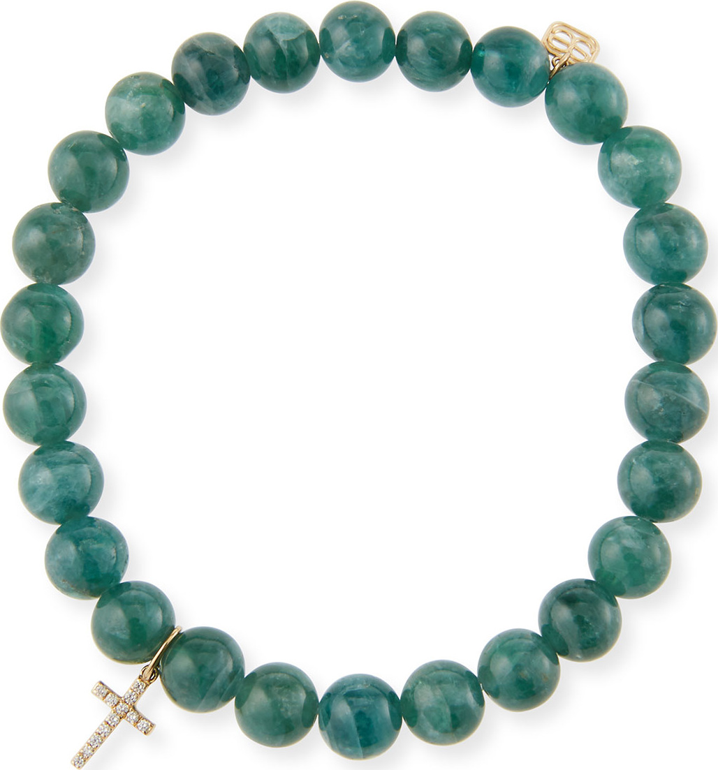 Sydney Evan 14k Apatite & Diamond Cross Bracelet