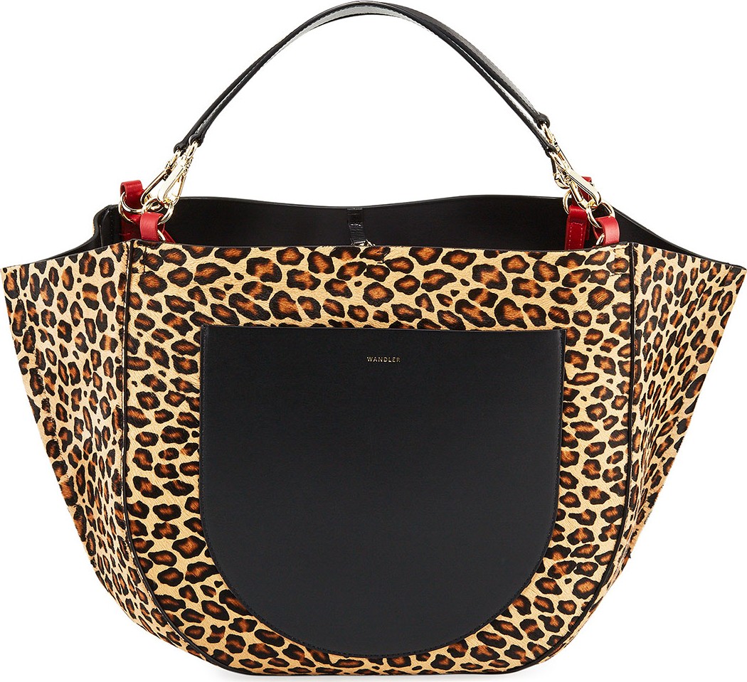 Wandler Mia Calf Leopard Tote Bag