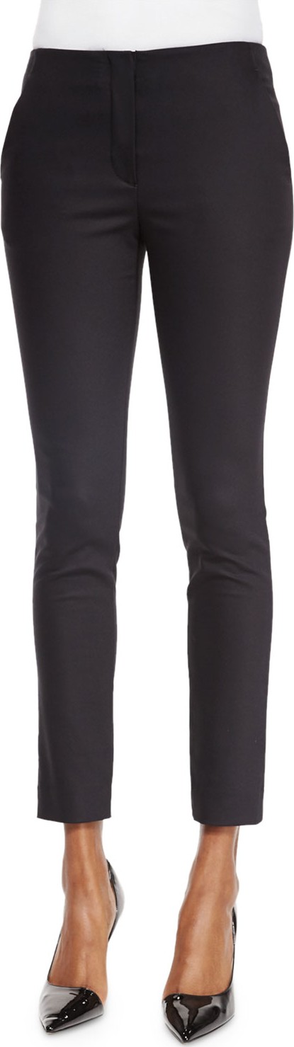 THE ROW Flat-Front Skinny Pants, Black
