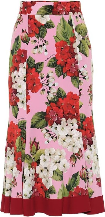 Dolce & Gabbana Floral stretch-silk midi skirt