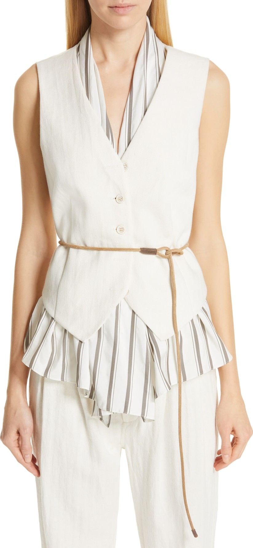 Brunello Cucinelli Chevron Weave Layered Vest