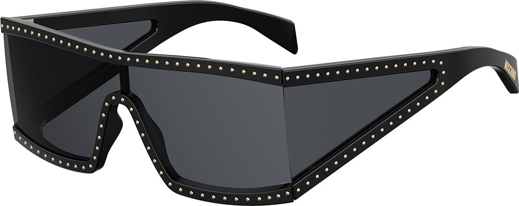 Moschino Acetate Shield Sunglasses w/ Stud Trim