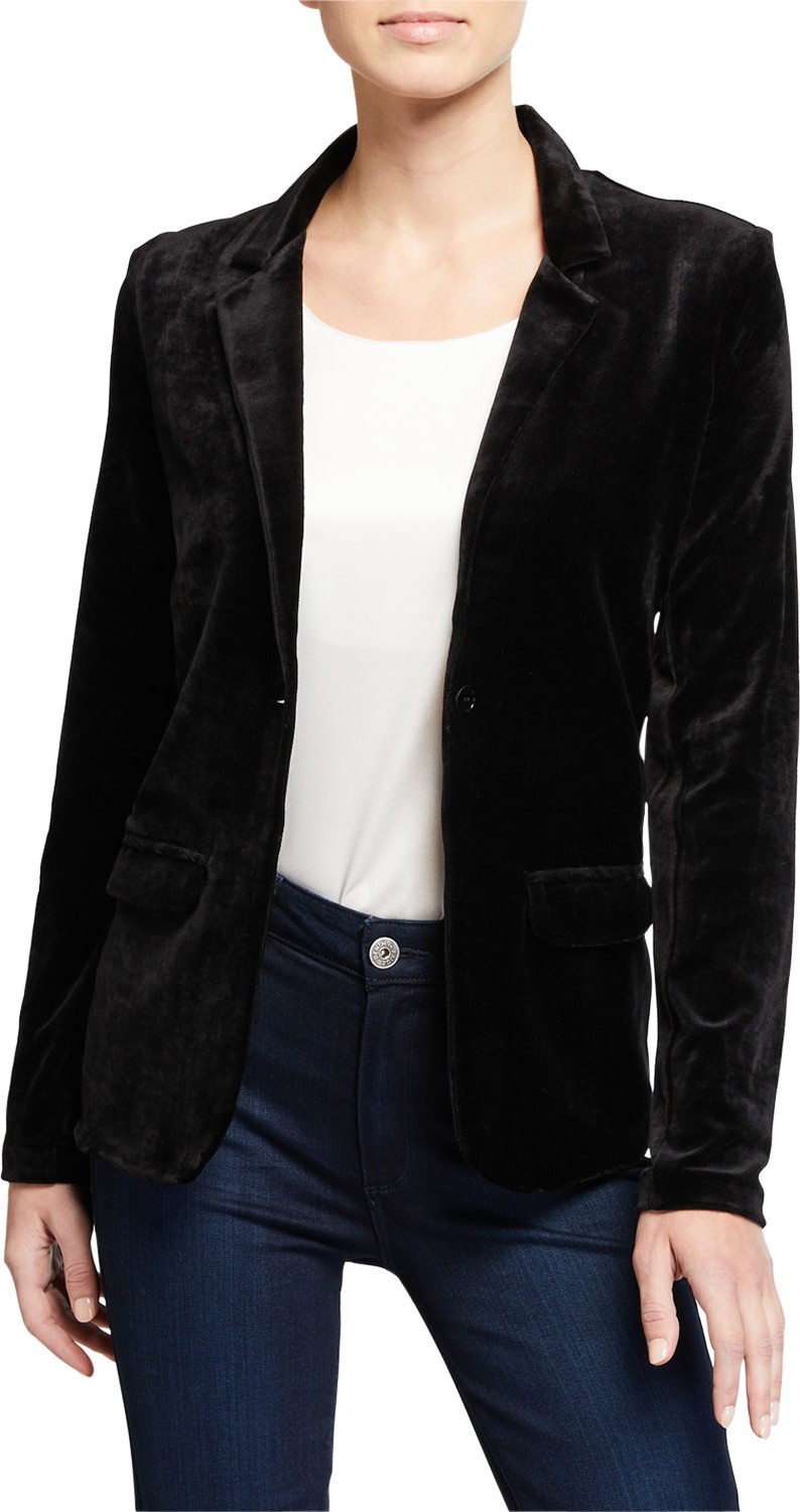 Majestic One Button Velvet Blazer