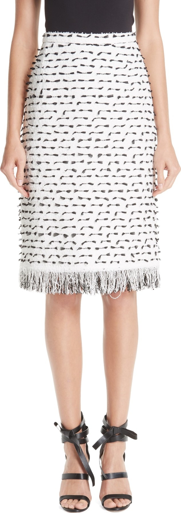 Oscar De La Renta Fil Coupé Tweed Pencil Skirt