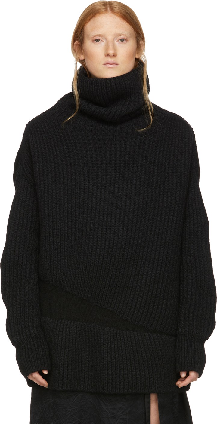 Ann Demeulemeester Black Side Elastic Turtleneck
