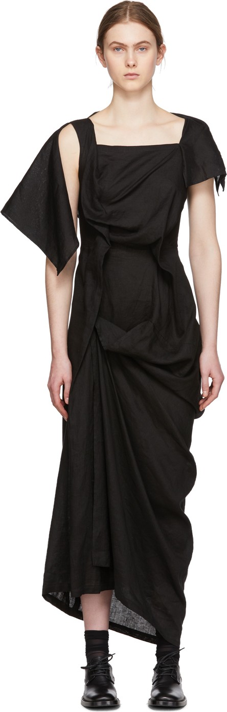 Yohji Yamamoto Black Draping Summer Dress