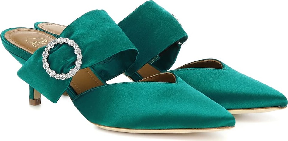 Malone Souliers Maite 45 embellished satin mules