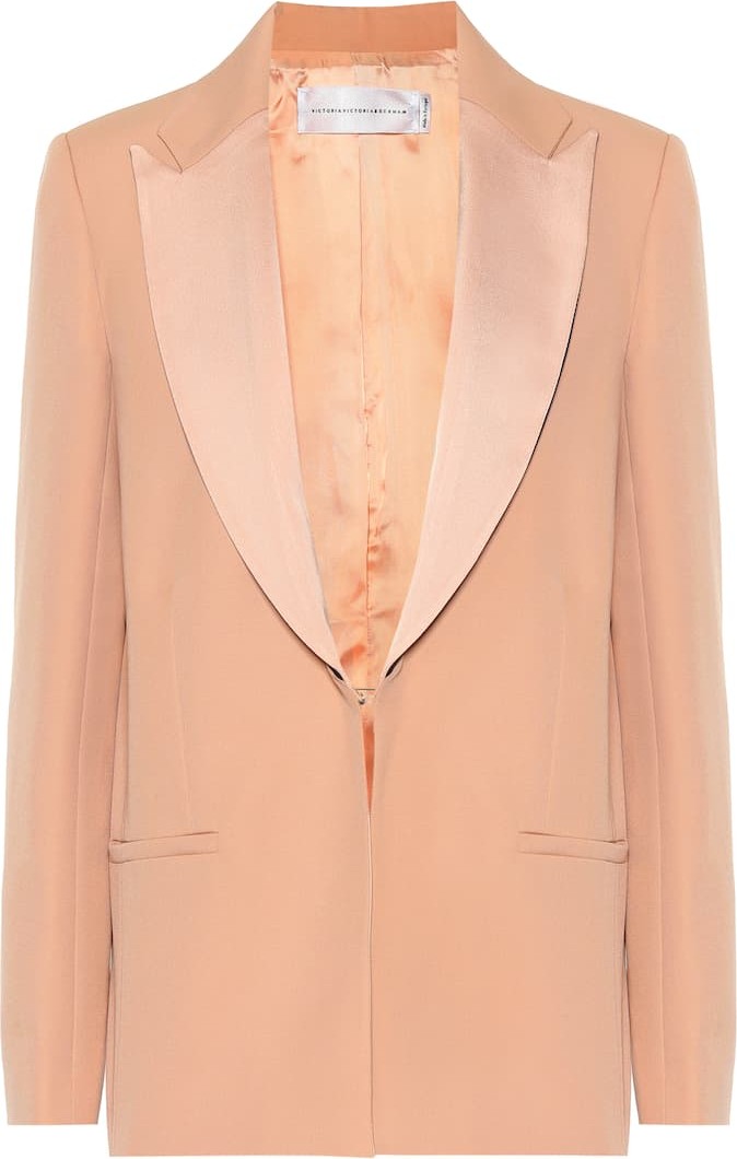 VICTORIA, VICTORIA BECKHAM Satin-trimmed wool blazer