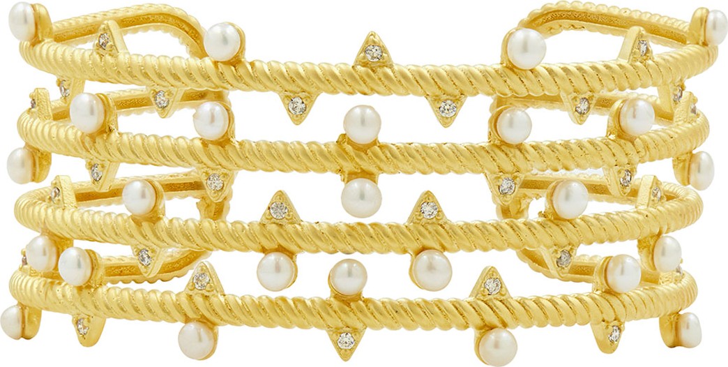 Freida Rothman Textured Wide Cubic Zirconia Cuff