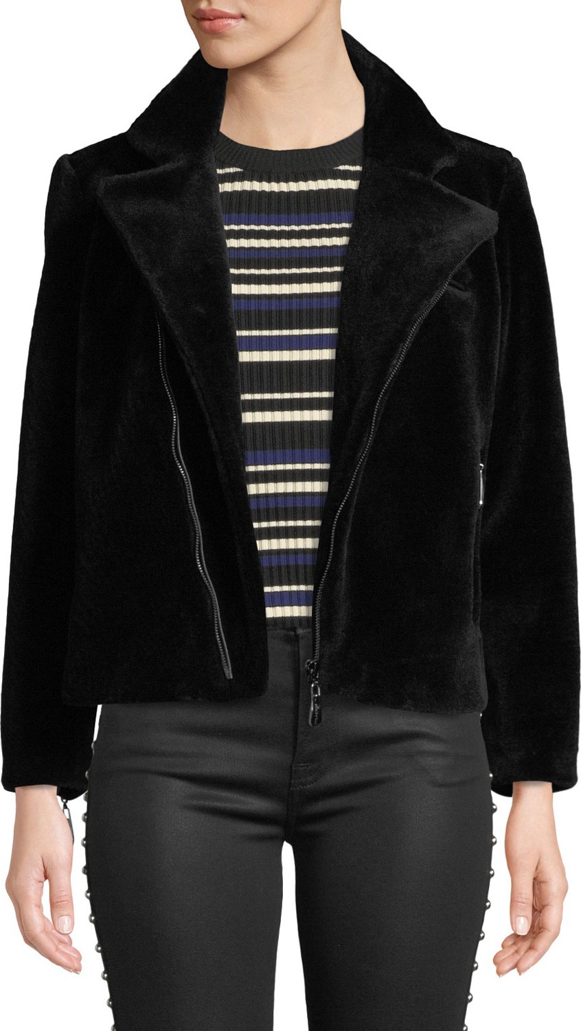Belle Fare Lightweight Sheep Fur Bomber Jacket